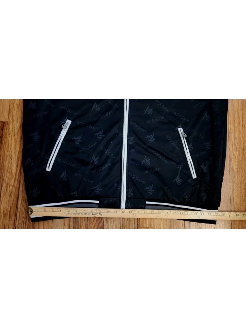 AL Wissam Jacket Heavy Y2K Black Track 5XL Full Zip Bomber Fleece Lined Hip Hop - Picture 8 of 11